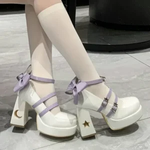 Spring Punk Chunky Platform High Heels Pumps Women Thick Heel Mary Jane Lolita Shoes Woman Patent Leather Cosplay Shoes