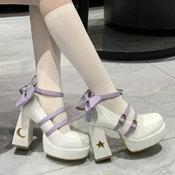 Spring Punk Chunky Platform High Heels Pumps Women Thick Heel Mary Jane Lolita Shoes Woman Patent Leather Cosplay Shoes