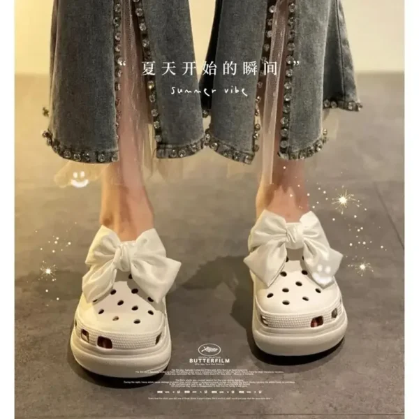 Cute Red Bow Shoe Charms for Crocs Designer DIY Bow-knot Wing Shoe Decorations High Quality Clogs Buckle Accessories New Fashion