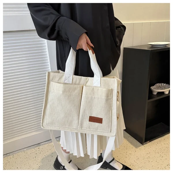 Ladies' handbag, large capacity new fashionable canvas shoulder bag, crossbody bag, commuting bag zwq - Image 6