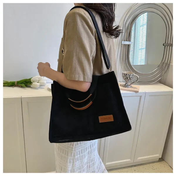 Ladies' handbag, large capacity new fashionable canvas shoulder bag, crossbody bag, commuting bag zwq - Image 5