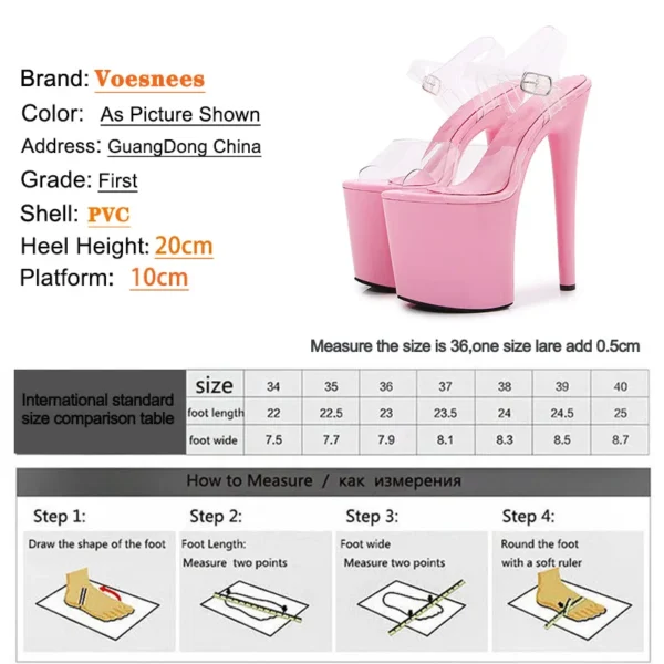 Naked Sandals Waterproof Platform Women Fish Toe Black Sexy Super High Heels Sandals Model T Station 20CM Stage Catwalk Sandals - Image 7