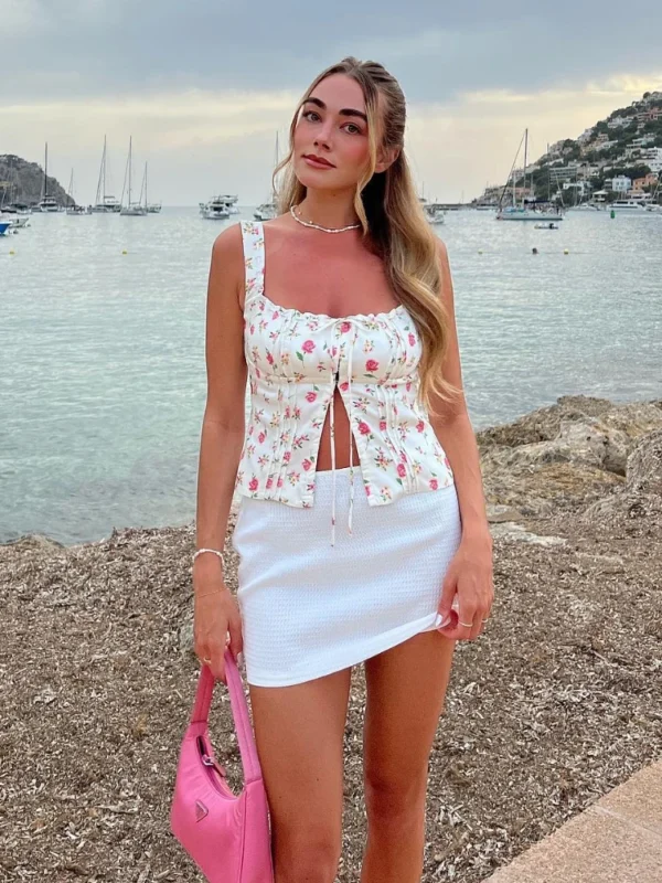 Suninheart Summer Blue Floral Print Dress Set Elegant Midi 2 Pieces Dress Set for Holiday Party Ruffle Women Dresses 2023 - Image 3