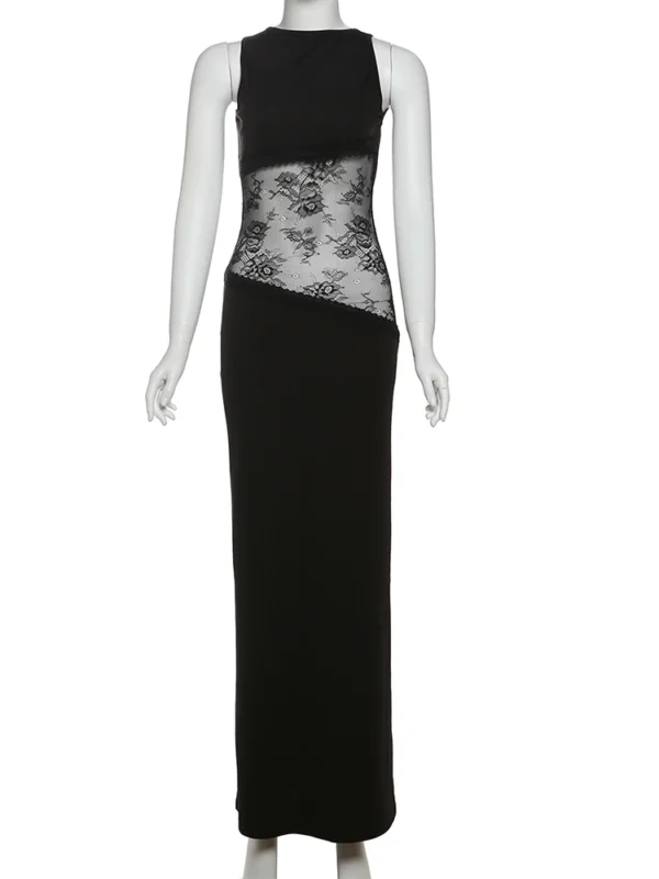 Macheda Mesh Patchwork Dress Women Irregular Jacquard Backless Y2K Summer Midnight Sexy Hipster Club Party Classic Long Bodycon - Image 6