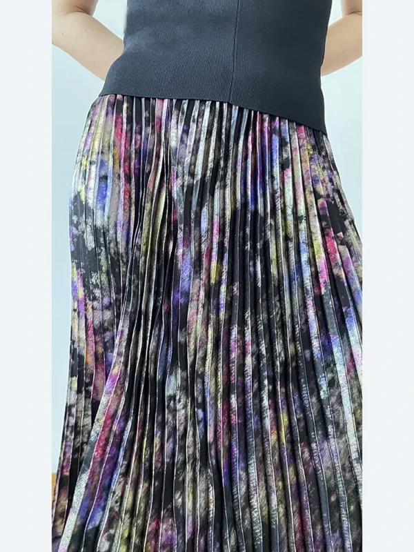 Polished Luster Lurex Midi Skirt Women's Shiny Metallic Luxury Pleated Skirt 2025 New In Boutique Clothing - Image 4