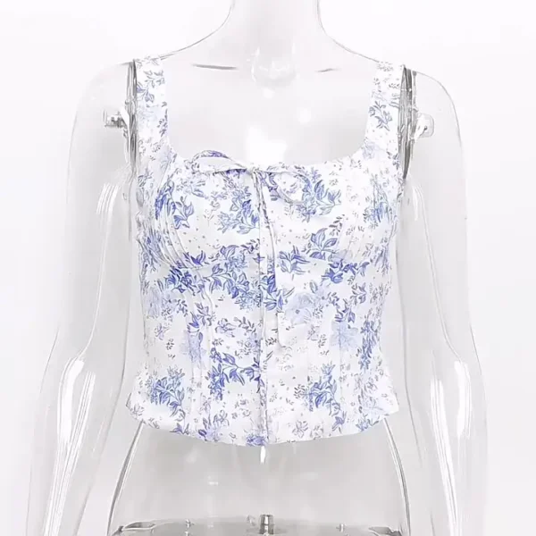 Suninheart Summer Blue Floral Print Dress Set Elegant Midi 2 Pieces Dress Set for Holiday Party Ruffle Women Dresses 2023
