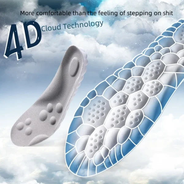 1 pair of 4D soles, breathable shock-absorbing running Sports and leisure unisex insole, soft and flexible, suitable for casual - Image 3