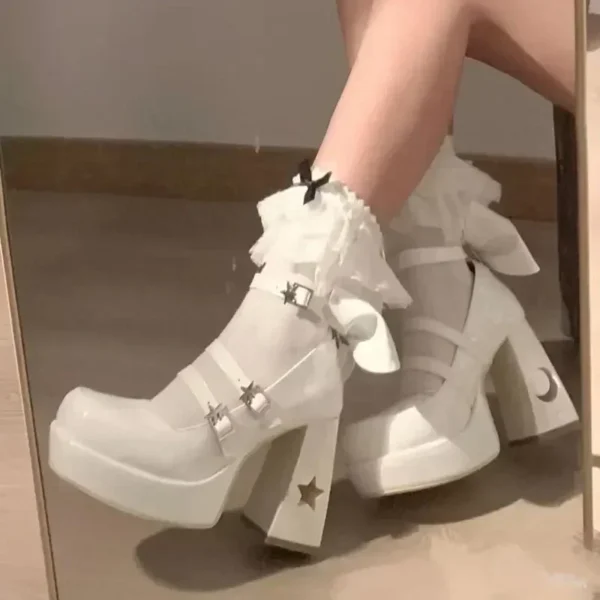 Spring Punk Chunky Platform High Heels Pumps Women Thick Heel Mary Jane Lolita Shoes Woman Patent Leather Cosplay Shoes - Image 2