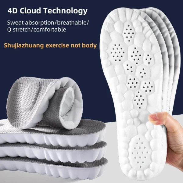 1 pair of 4D soles, breathable shock-absorbing running Sports and leisure unisex insole, soft and flexible, suitable for casual - Image 2