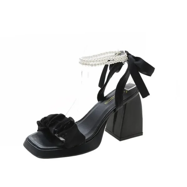 2024 New Women Sandals High Heels Casual Shoes Women's Open Toe Summer Square Female Ankle Strap Low Heels Sandals Women - Image 6